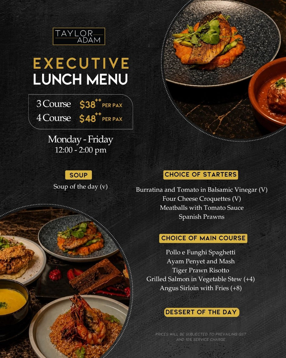 Executive Lunch Menu: Taylor Adam Singapore